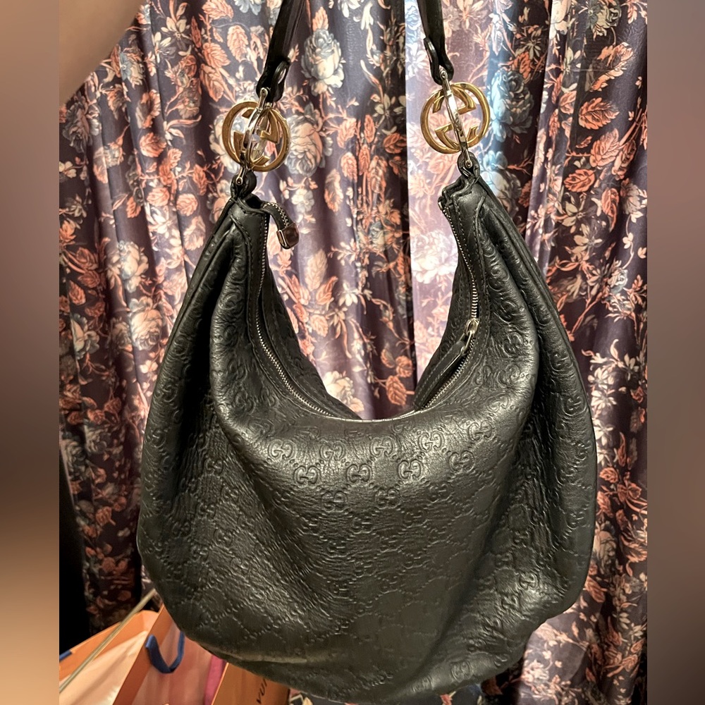 Gucci black leather hobo
